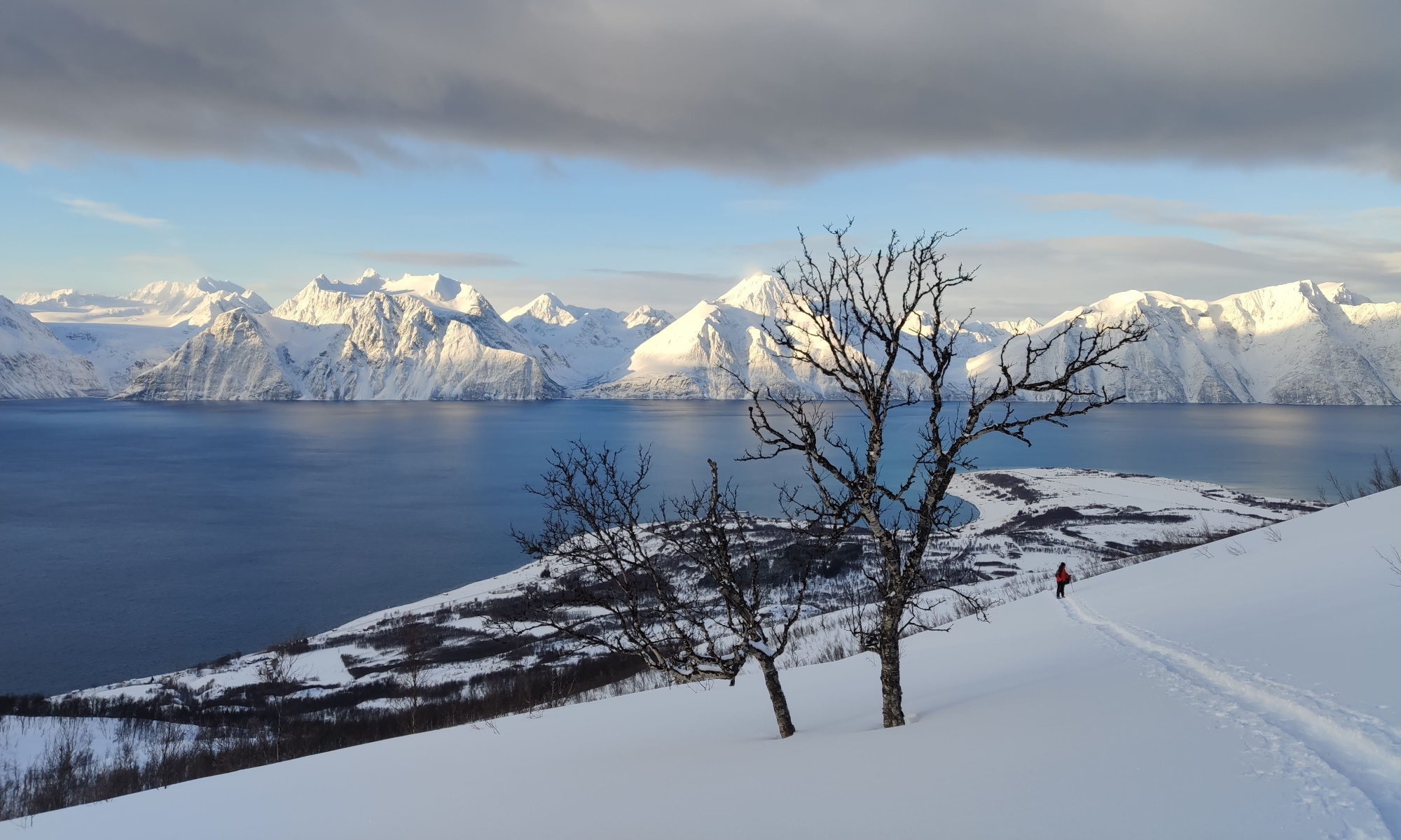 Lichtstimmung an einem Fjord in Nordnorwegen